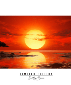Crimson Dusk: Serenity at the World's Edge - Canvas Print (Limited)