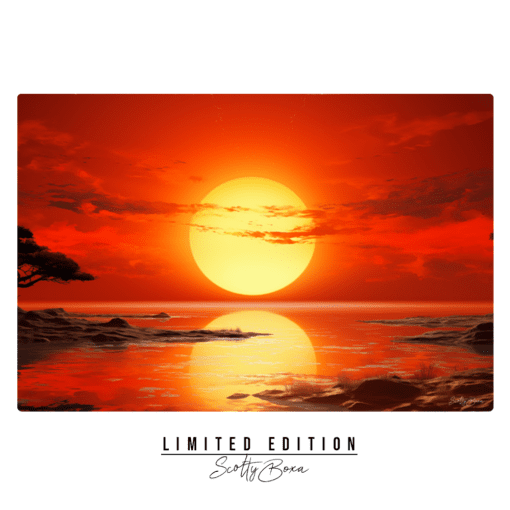 Crimson Dusk: Serenity at the World's Edge - Canvas Print (Limited)